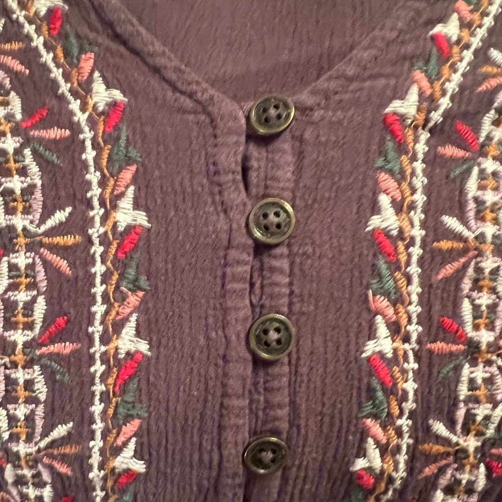Knox Rose Women's Dark Brown Boho Peasant Embroidered Midi Dress EUC XL #1717 - Picture 8 of 9